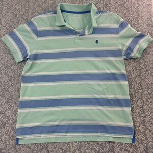 *Used* Izod Men’s Mint Green and Sky Blue Striped Polo Size XL